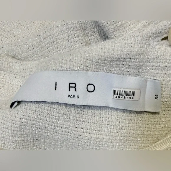 IRO Yasmina Cut Out Mini Dress in White Silver Size 2 - Picture 9 of 10